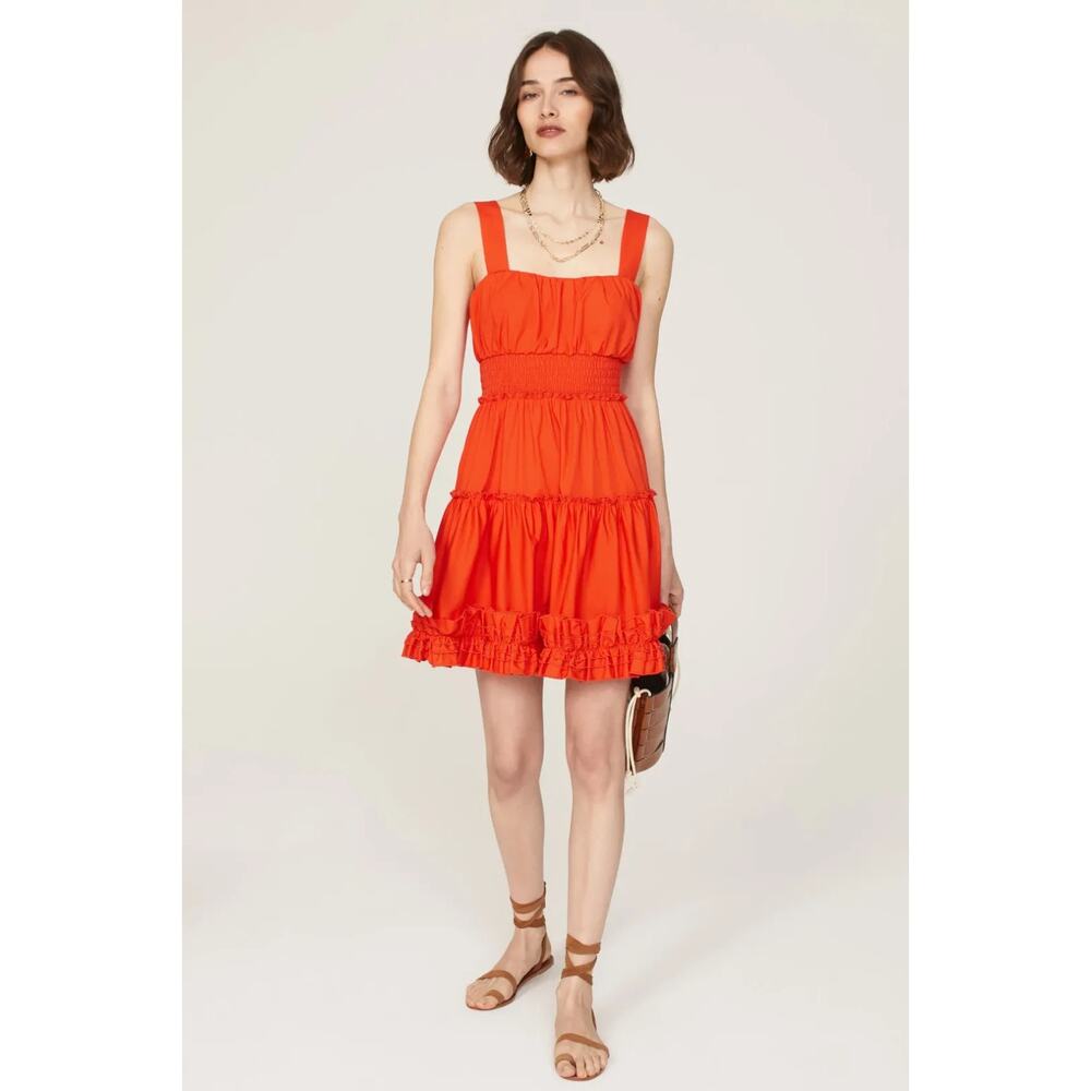 Jason Wu Red Orange Ruffle Mini Dress. Very good condition. Size 8. Retail $395